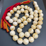 مسبحة من الكهرمان الأبيض مصنوعة يدوياً | 11.5 مم | 45 غ | 45 حبة