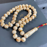 Handmade White Amber Misbaha 10mm 30.33g 45 beads LAB certificate
