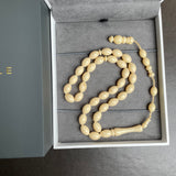 White Pressed Amber Style Misbaha Tasbih 21g | 8x12mm | 33 beads
