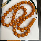 Handmade Antiq Amber Misbaha 11mm 38.52g 45 beads LAB certificate
