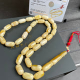 Natural Royal White Amber Misbaha Tasbih 33 Beads | 9x18mm | 45g