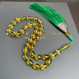 Vintage Green Amber Misbaha Tasbih 9.5g | 6x8mm | 33 beads