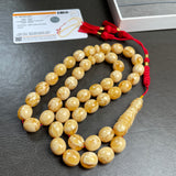 Handmade White Amber Misbaha 12x14mm 58,92g 45 beads LAB certificate