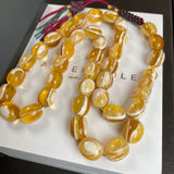 Handmade Honey White Amber Misbaha 12x15mm 58.48g 33 beads LAB certificate