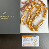 Handmade Honey White Amber Misbaha 13x15mm 64.20g 33 beads LAB certificate