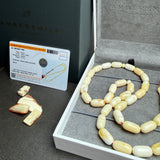 Royal White Amber Misbaha Tasbih 33 Beads 7x15mm 25.7g Lab certificate