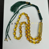 Lemon Amber Misbaha Islamic Prayer Beads 6x9mm 9g