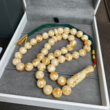 Handmade White Amber Misbaha 10mm 29.9g 45 beads LAB certificate