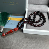 Black Amber Misbaha Islamic Prayer Beads 7x11mm 15.8g