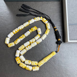White Pressed Amber Style Misbaha Tasbih 30g | 8x13mm | 33 beads