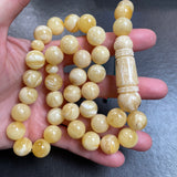 White Amber Misbaha Tasbih Islamic Prayer Beads 13mm 55g