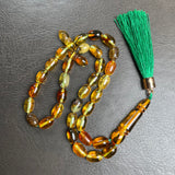 مسبحة إسلامية بلون العنبر العسلي، 6.6 × 10 مم، 12.5 غرام