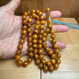 Handmade Antiq Amber Misbaha Tasbih Islamic Prayer Beads 9.8mm 37.5g