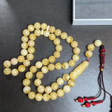 Handmade White Amber Misbaha 12mm 70.68g 57 beads LAB certificate