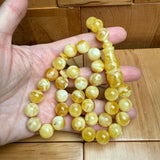 Handmade White Amber Misbaha Tasbih Islamic Prayer Beads 11.7mm 38.9g