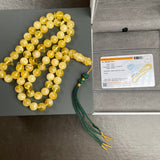 Handmade Yellow Amber Misbaha 10mm 48,99g 66 beads LAB certificate