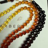 مسبحة إسلامية من العنبر المرصع بالألماس بألوان قوس قزح، 6.7 مم، 22.2 غرام