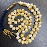 مسبحة يدوية الصنع من العنبر الأبيض العسلي | 10.8 مم | 49 غ | 66 حبة