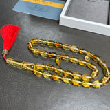 مسبحة صلاة إسلامية بلون العنبر الليموني، 8 × 12 مم، 18.6 غرام