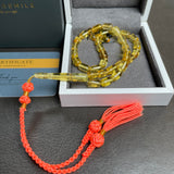 مسبحة صلاة إسلامية بلون العنبر الليموني، 6 × 10 مم، 11 غرام