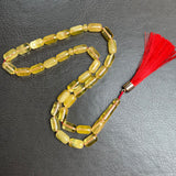 Lemon Yellow Amber Misbaha Islamic Prayer Beads 7x12mm 14.9g