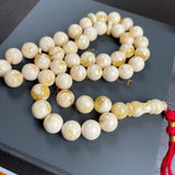 Handmade White Amber Misbaha 11mm 42.38g 45 beads LAB certificate