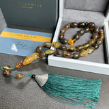 Black&Honey Amber Misbaha Islamic Prayer Beads 9x12mm 21.3g