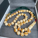 Handmade White Amber Misbaha 10mm 29.8g 45 beads LAB certificate