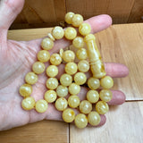 Handmade White Amber Misbaha Tasbih Islamic Prayer Beads 12mm 42.2g