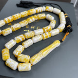White Pressed Amber Style Misbaha Tasbih 30g | 8x13mm | 33 beads