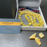 Handmade Yellow Amber Misbaha Islamic Prayer Beads 10x16mm 43g