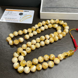 Handmade White Amber Misbaha 10mm 47.1g 66 beads LAB certificate
