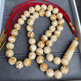 Handmade White Amber Misbaha 10mm 30.4g 45 beads LAB certificate