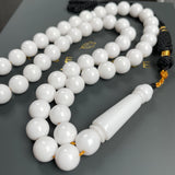 White Pressed Amber Style Misbaha Tasbih 38g | 10mm | 51 beads