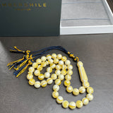 White Pressed Amber Style Misbaha Tasbih 37g | 10mm | 47 beads