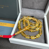 Lemon Amber Misbaha Islamic Prayer Beads 7x12mm 15.3g
