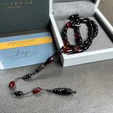 Black Amber Misbaha Islamic Prayer Beads 6x10mm 10.7g