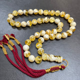 Handmade Honey White Amber Misbaha | 11.8mm | 46.5g | 45 beads