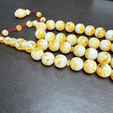 White Pressed Amber Style Misbaha Tasbih – 53 Beads 11mm – Islamic Prayer Beads