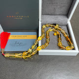 مسبحة صلاة إسلامية بلون العنبر الليموني، 8 × 12 مم، 18.6 غرام