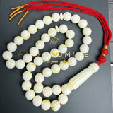 White Pressed Amber Style Misbaha Tasbih 35g | 10mm | 45 beads