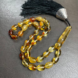 مسبحة صلاة إسلامية بلون العنبر الليموني، 7 × 10 مم، 17.4 غرام