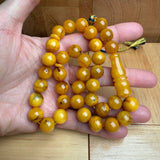 Handmade Antiq Amber Misbaha Tasbih Islamic Prayer Beads 11.6mm 36.5g