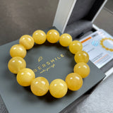 YELLOW AMBER BRACELET 15,5mm 25,4g Lab certificate