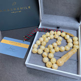 White Amber Misbaha Tasbih Islamic Prayer Beads 13mm 58g