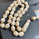 Handmade White Amber Misbaha 12x15mm 64.15g 33 beads LAB certificate