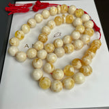 Handmade White Amber Misbaha 11mm 42.5g 45 beads LAB certificate