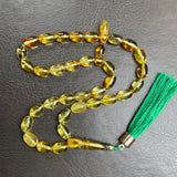 مسبحة صلاة إسلامية بلون العنبر الليموني، 6 × 10 مم، 11.8 غرام