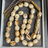 Handmade Honey White Amber Misbaha 13x15mm 60.75g 33 beads LAB certificate