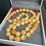 Handmade White Amber Misbaha 12x14mm 57,32g 45 beads LAB certificate